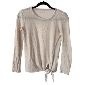 Madewell Oatmeal Tie-Front Long Sleeve Tee Shirt - XXS